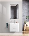 Тумба с раковиной подвесная BelBagno ТЕХНО (DUE) 60 Белый металлик, ручки - Сатиновый никель DUE-600-2C-SO-BM-P;BB-8076-3-60;RS006SN.4/160