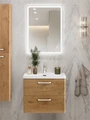 Тумба с раковиной подвесная BelBagno ТЕХНО (DUE) 60 Rovere Nature, ручки белые DUE-600-2C-SO-RN-P;BB-8076-3-60;RS333W.4/160