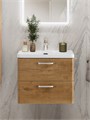 Тумба с раковиной подвесная BelBagno ТЕХНО (DUE) 60 Rovere Nature, ручки - Хром полированный DUE-600-2C-SO-RN-P;BB-8076-3-60;RS333CP.4/160
