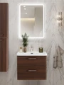 Тумба с раковиной подвесная BelBagno ТЕХНО (DUE) 60 Noce, ручки - Сатиновый никель DUE-600-2C-SO-NOCE-P;BB-8076-3-60;RS006SN.4/160