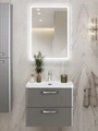 Тумба с раковиной подвесная BelBagno ТЕХНО (DUE) 50 Сатин, ручки - Хром полированный DUE-500-2C-SO-SAT-P;BB-8076-3-50;RS333CP.4/160
