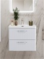Тумба с раковиной подвесная BelBagno ТЕХНО (DUE) 50 Белый металлик, ручки - Хром полированный DUE-500-2C-SO-BM-P;BB-8076-3-50;RS333CP.4/160