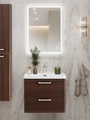 Тумба с раковиной подвесная BelBagno ТЕХНО (DUE) 50 Noce, ручки белые DUE-500-2C-SO-NOCE-P;BB-8076-3-50;RS333W.4/160