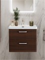 Тумба с раковиной подвесная BelBagno ТЕХНО (DUE) 50 Noce, ручки - Хром полированный DUE-500-2C-SO-NOCE-P;BB-8076-3-50;RS333CP.4/160