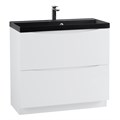 Тумба с раковиной напольная BelBagno МАРИНА (MARINO) 80 Bianco Lucido, раковина чёрная MARINO-800-2C-PIA-BL-P;BB800/450-LV-ART-AST-NERO