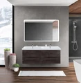 Тумба с раковиной на две чаши четырьмя ящиками подвесная BelBagno МАРИНА (MARINO) 120 Rovere Nature Grigio, раковина белая MARINO-CER-1200-4C-SO-2-RNG-P