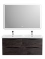 Тумба с раковиной на две чаши четырьмя ящиками подвесная BelBagno МАРИНА (MARINO) 120 Rovere Nature Grigio, раковина белая MARINO-CER-1200-4C-SO-2-RNG-P
