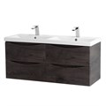 Тумба с раковиной на две чаши четырьмя ящиками подвесная BelBagno МАРИНА (MARINO) 120 Rovere Nature Grigio, раковина белая MARINO-CER-1200-4C-SO-2-RNG-P