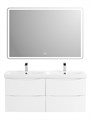 Тумба с раковиной на две чаши четырьмя ящиками подвесная BelBagno МАРИНА (MARINO) 120 Bianco Lucido , раковина белая MARINO-CER-1200-4C-SO-2-BL-P