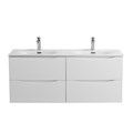 Тумба с раковиной подвесная с четырьмя ящиками BelBagno МАРИНА (MARINO) 120 Bianco Opaco, раковина белая MARINO-CER-N-1200-4C-SO-BO-P;BB-8099-120-2