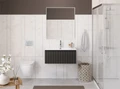 Тумба с раковиной подвесная с одним ящиком BelBagno ФОРМАТ (UNO) 80 Темно-Серый Матовый, раковина BB-8099-80 UNO-800-1C-SO-GSO;BB-8099-3-80