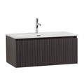 Тумба с раковиной подвесная с одним ящиком BelBagno ФОРМАТ (UNO) 80 Темно-Серый Матовый, раковина BB-8099-80 UNO-800-1C-SO-GSO;BB-8099-3-80