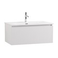 Тумба с раковиной подвесная с одним ящиком BelBagno ФОРМАТ (UNO) 80 Bianco Opaco, раковина BB-8099-80 UNO-800-1C-SO-BO;BB-8099-3-80