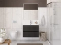 Тумба с раковиной подвесная BelBagno ФОРМАТ (UNO-MINI) 80 Темно-Серый Матовый, раковина BB-8099-3-80 UNO-MINI-800-2C-SO-GSO;BB-8099-3-80