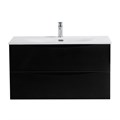 Тумба с раковиной подвесная BelBagno МАРИНА (MARINO) 80 Nero Lucido, раковина белая MARINO-CER-N-800-2C-SO-NL-P;BB-8099-80