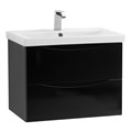 Тумба с раковиной подвесная BelBagno МАРИНА (MARINO) 70 Nero Lucido, раковина белая MARINO-CER-700-2C-SO-NL-P;BB-0321-70-LVB