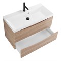 Тумба с раковиной подвесная BelBagno МАРИНА (MARINO) 90 Rovere Bianco, раковина белая MARINO-900-2C-SO-WO-P;BB900/450-LV-MR-AST