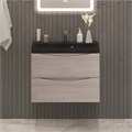 Тумба с раковиной подвесная BelBagno МАРИНА (MARINO) 70 Rovere Grigio, раковина чёрная BB700/450-LV-ART-AST-NERO MARINO-700-2C-SO-RG-P;BB700/450-LV-ART-AST-NERO