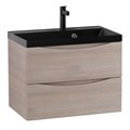 Тумба с раковиной подвесная BelBagno МАРИНА (MARINO) 70 Rovere Grigio, раковина чёрная BB700/450-LV-ART-AST-NERO MARINO-700-2C-SO-RG-P;BB700/450-LV-ART-AST-NERO