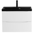 Тумба с раковиной подвесная BelBagno МАРИНА (MARINO) 60 Bianco Lucido, раковина чёрная BB600/450-LV-ART-AST-NERO MARINO-600-2C-SO-BL-P;BB600/450-LV-ART-AST-NERO