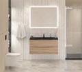 Тумба с раковиной подвесная BelBagno МАРИНА (MARINO) 100 Rovere Bianco, раковина чёрная BB1000/445-LV-ART-PR-NERO MARINO-1000-2C-SO-WO-P;BB1000/445-LV-ART-PR-NERO