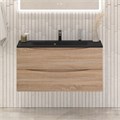 Тумба с раковиной подвесная BelBagno МАРИНА (MARINO) 100 Rovere Bianco, раковина чёрная BB1000/445-LV-ART-PR-NERO MARINO-1000-2C-SO-WO-P;BB1000/445-LV-ART-PR-NERO