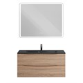 Тумба с раковиной подвесная BelBagno МАРИНА (MARINO) 100 Rovere Bianco, раковина чёрная BB1000/445-LV-ART-PR-NERO MARINO-1000-2C-SO-WO-P;BB1000/445-LV-ART-PR-NERO