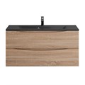 Тумба с раковиной подвесная BelBagno МАРИНА (MARINO) 100 Rovere Bianco, раковина чёрная BB1000/445-LV-ART-PR-NERO MARINO-1000-2C-SO-WO-P;BB1000/445-LV-ART-PR-NERO