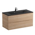 Тумба с раковиной подвесная BelBagno МАРИНА (MARINO) 100 Rovere Bianco, раковина чёрная BB1000/445-LV-ART-PR-NERO MARINO-1000-2C-SO-WO-P;BB1000/445-LV-ART-PR-NERO