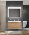 Тумба с раковиной подвесная BelBagno МАРИНА (MARINO)100 Rovere Bianco, раковина белая BB1000/450-LV-MR-FT MARINO-1000-2C-SO-WO-P;BB1000/450-LV-MR-FT