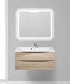Тумба с раковиной подвесная BelBagno МАРИНА (MARINO) 100 Rovere Bianco, раковина белая MARINO-1000-2C-SO-WO-P;BB1000/445-LV-MR-PR