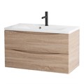 Тумба с раковиной подвесная BelBagno МАРИНА (MARINO) 100 Rovere Bianco, раковина белая MARINO-1000-2C-SO-WO-P;BB1000/445-LV-MR-PR