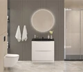 Тумба с раковиной напольная BelBagno МАРИНА (MARINO) 80 Bianco Lucido, раковина чёрная BB800/450-LV-ART-PR-NERO MARINO-800-2C-PIA-BL-P;BB800/450-LV-ART-PR-NERO