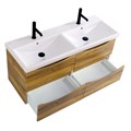 Тумба с раковиной на две чаши четырьмя ящиками подвесная BelBagno МАРИНА (MARINO) 120 Rovere Rustico, раковина белая MARINO-CER-1200-4C-SO-2-RR-P