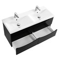 Тумба с раковиной на две чаши четырьмя ящиками подвесная BelBagno МАРИНА (MARINO) 120 Nero Lucido, раковина белая MARINO-CER-1200-4C-SO-2-NL-P