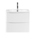 Тумба с раковиной подвесная BelBagno ИСТОЧНИК (ACQUA) 60 Bianco Lucido, раковина белая ACQUA-600-2C-SO-BL;BB600/455-LV-MR-ALR