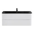 Тумба с раковиной подвесная BelBagno ИСТОЧНИК (ACQUA) 120 Bianco Lucido, раковина чёрная ACQUA-1200-2C-SO-BL;BB1200/455-LV-ART-ALR-NERO