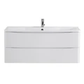 Тумба с раковиной подвесная BelBagno ИСТОЧНИК (ACQUA) 120 Bianco Lucido, раковина белая ACQUA-1200-2C-SO-BL;BB1200/455-LV-MR-ALR