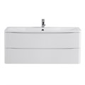 Тумба с раковиной подвесная BelBagno ИСТОЧНИК (ACQUA) 120 Bianco Lucido, раковина белая ACQUA-1200-2C-SO-BL;BB1200/455-LV-MR-ALR