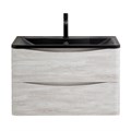 Тумба с раковиной подвесная BelBagno ИСТОЧНИК (ACQUA) 100 Rovere Vintage Bianco, раковина чёрная ACQUA-1000-2C-SO-RVB;BB1000/455-LV-ART-ALR-NERO