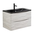 Тумба с раковиной подвесная BelBagno ИСТОЧНИК (ACQUA) 100 Rovere Vintage Bianco, раковина чёрная ACQUA-1000-2C-SO-RVB;BB1000/455-LV-ART-ALR-NERO