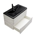 Тумба с раковиной подвесная BelBagno ИСТОЧНИК (ACQUA) 100 Rovere Vintage Bianco, раковина чёрная ACQUA-1000-2C-SO-RVB;BB1000/455-LV-ART-ALR-NERO