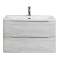 Тумба с раковиной подвесная BelBagno ИСТОЧНИК (ACQUA) 100 Rovere Vintage Bianco, раковина белая ACQUA-1000-2C-SO-RVB;BB1000/455-LV-MR-ALR