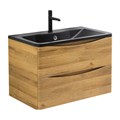 Тумба с раковиной подвесная BelBagno ИСТОЧНИК (ACQUA) 100 Rovere Rustico, раковина чёрная ACQUA-1000-2C-SO-RR;BB1000/455-LV-ART-ALR-NERO