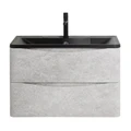 Тумба с раковиной подвесная BelBagno ИСТОЧНИК (ACQUA) 100 Cemento Verona Grigio, раковина чёрная ACQUA-1000-2C-SO-CVG;BB1000/455-LV-ART-ALR-NERO