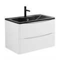 Тумба с раковиной подвесная BelBagno ИСТОЧНИК (ACQUA) 100 Bianco Lucido, раковина чёрная ACQUA-1000-2C-SO-BL;BB1000/455-LV-ART-ALR-NERO