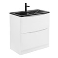 Тумба с раковиной напольная BelBagno ИСТОЧНИК (ACQUA) 80 Bianco Lucido, раковина чёрная ACQUA-800-2C-PIA-BL;BB800/455-LV-ART-ALR-NERO