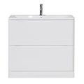 Тумба с раковиной напольная BelBagno ИСТОЧНИК (ACQUA) 100 Bianco Lucido, раковина белая ACQUA-1000-2C-PIA-BL;BB1000/455-LV-MR-ALR