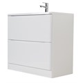 Тумба с раковиной напольная BelBagno ИСТОЧНИК (ACQUA) 100 Bianco Lucido, раковина белая ACQUA-1000-2C-PIA-BL;BB1000/455-LV-MR-ALR