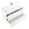 Тумба с раковиной подвесная BelBagno ПОБЕДА (VITTORIA) 100 Bianco Lucido-P, раковина белая VITTORIA-1000-2C-SO-BL-P;BB1000/450-LV-MR-AST